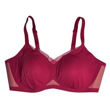 Honeylove Crossover Bra Wireless Mesh Burgundy Red Plus Size 2X 42C/D