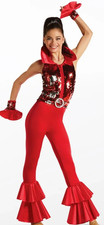 WEISSMAN Sequin Dancing Queen Red Unitard Dance Costume 10916 NWOT - IC Child