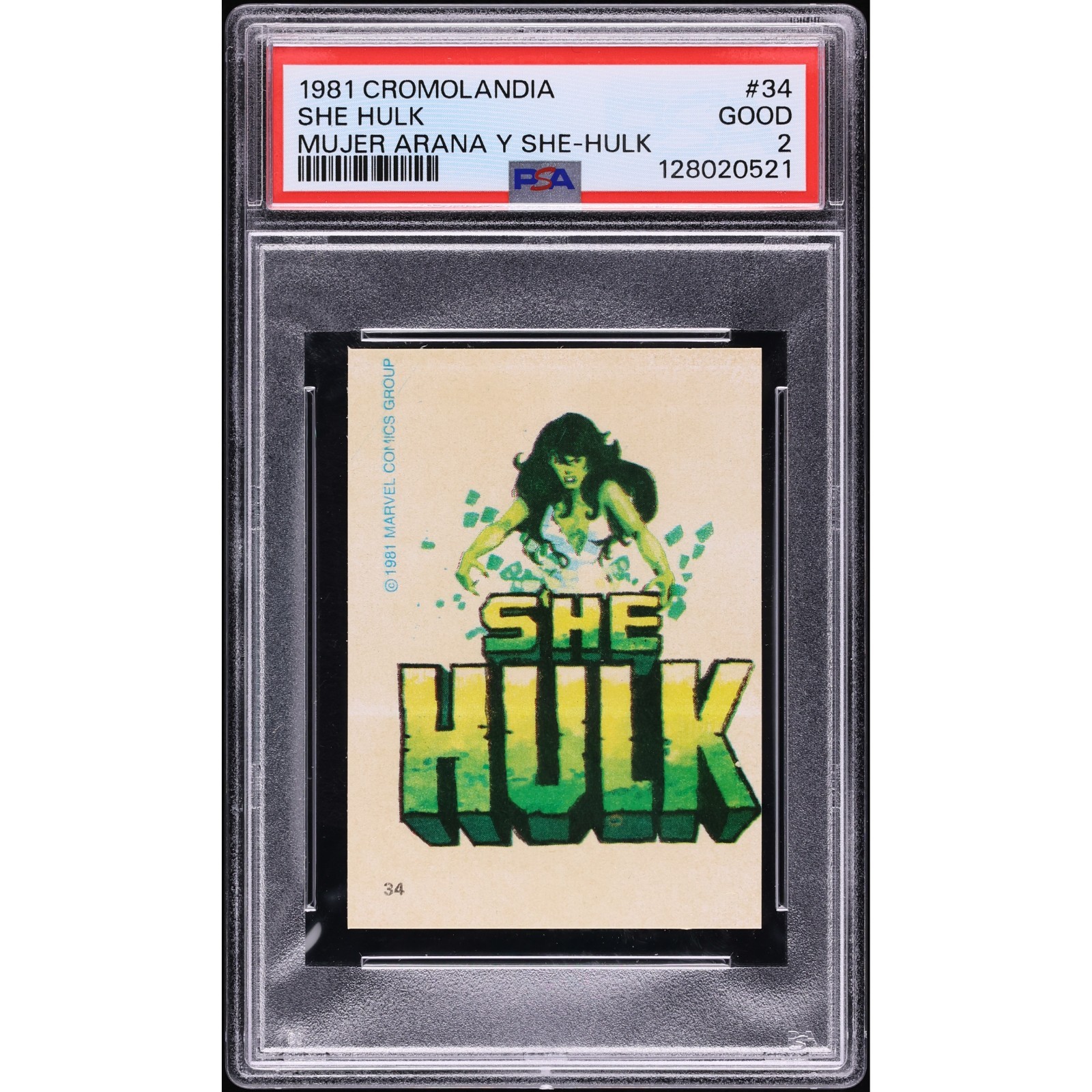 1981 Cromolandia SHE-HULK ROOKIE RC Mujer Arana Y She-Hulk #34 PSA 2 Low Pop! view 1