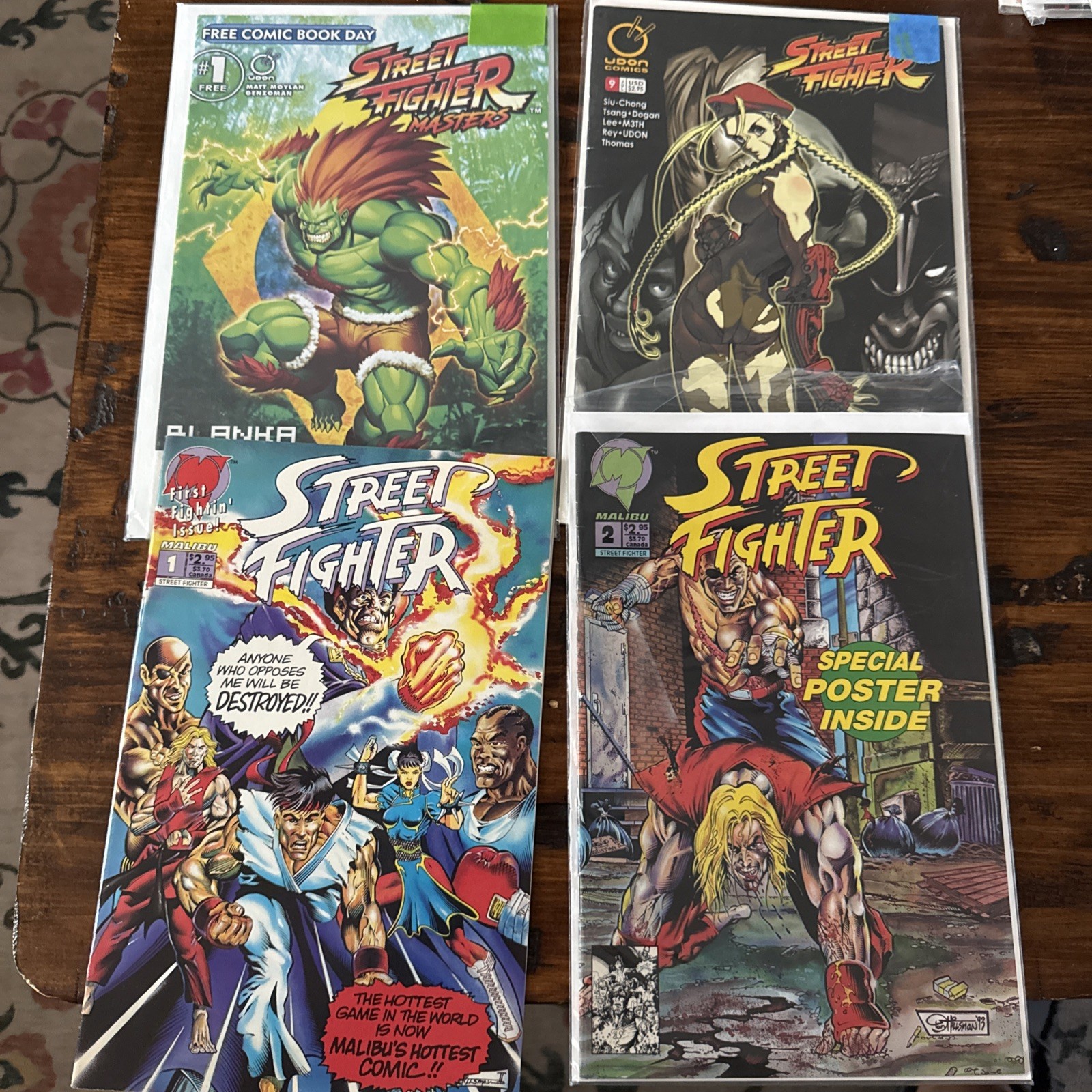 Lote de cómics de Street Fighter Malibu #1 #2 y Udons