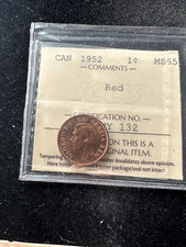 1952  ICCS Graded Canadian Small One Cent**MS-65** # XMY 132