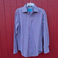 Christian Aujard Paris Plaid Flip Cuff Paisley Dress Shirt Mens Large