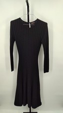 Quince Women Mongolian Cashmere Wide-Rib Midi Dress Black M