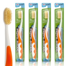 MOUTHWATCHERS Soft Flossing Toothbrushes, Value 1 Count Pack of 4 , Orange