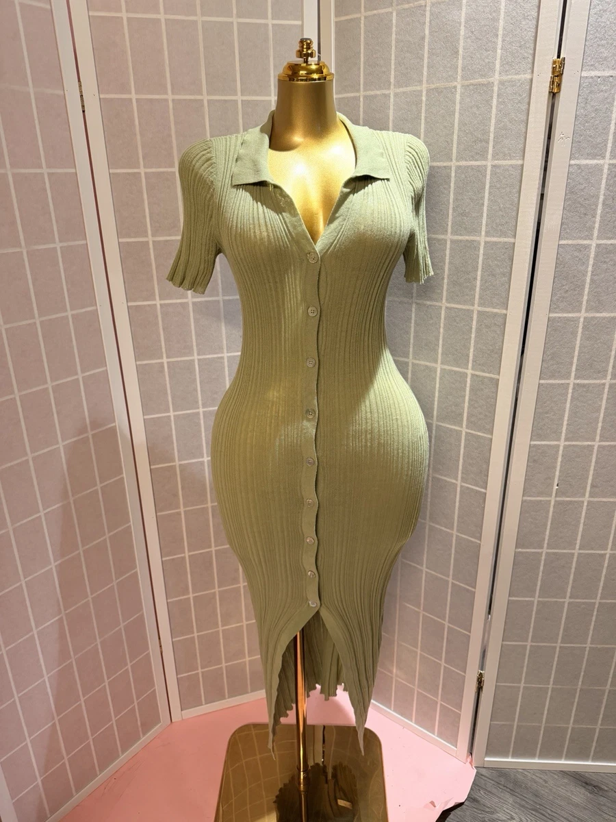 princess polly baby blue dress China Vision Women's Striped Polo Collar Bodycon Maxi Dress