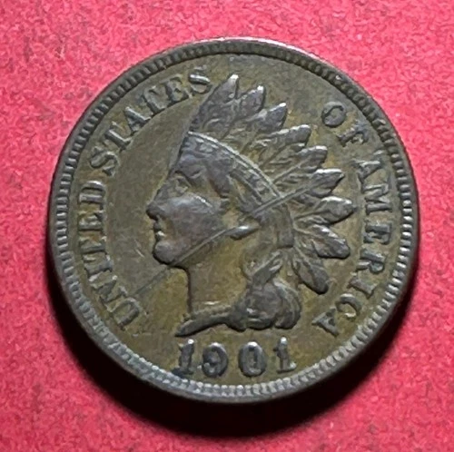 1901 US Indian Head Cent! Choice VF Details! Old US Coin!