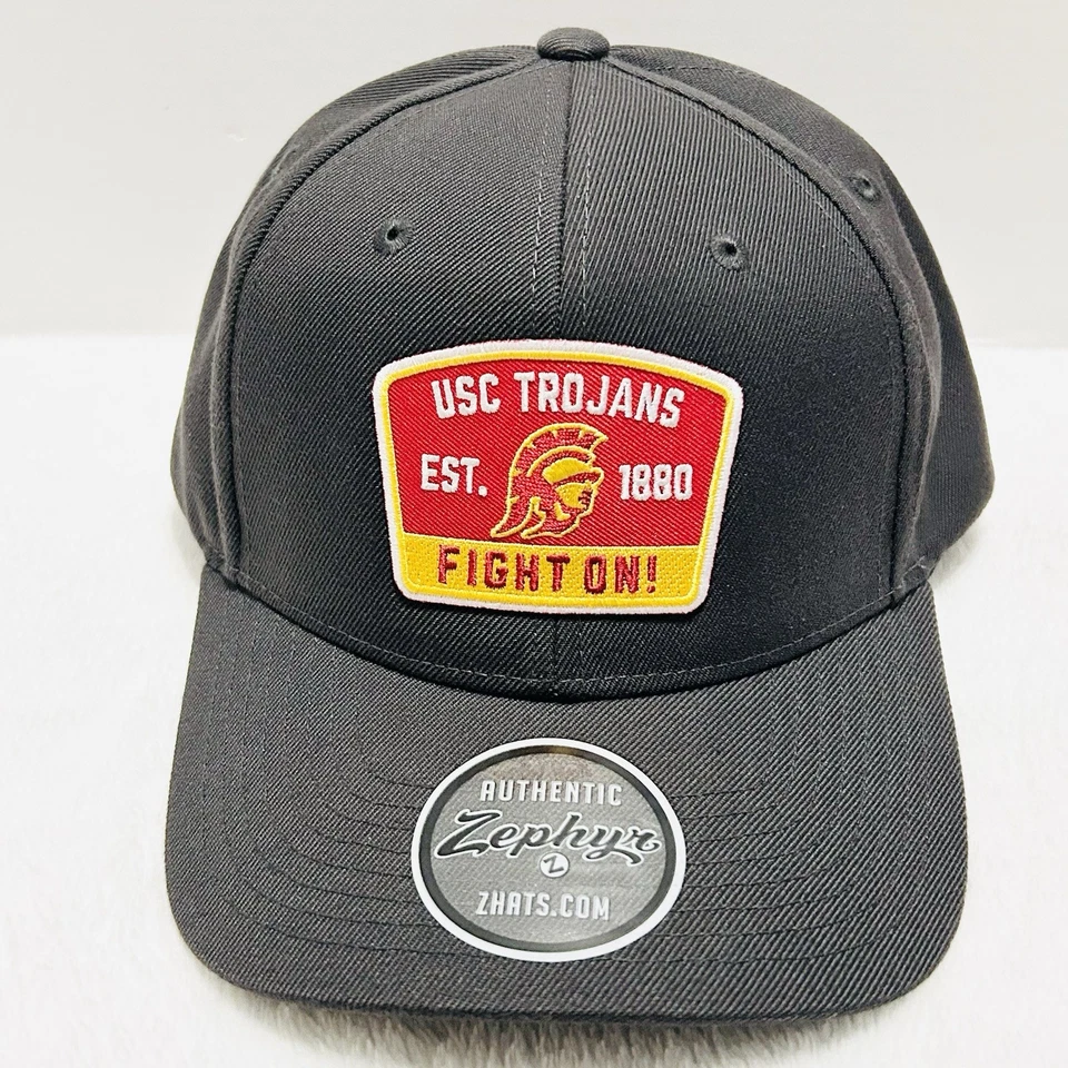Zephyr USC Trojans Logo Patch Trucker Hat Cap Adjustable Snapback Charcoal NCAA - Image 2 of 4
