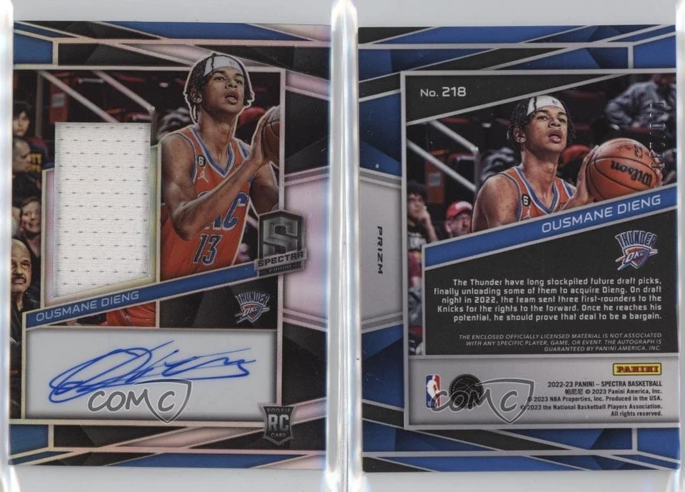 2022-23 Panini Spectra Jersey 50/199 Ousmane Dieng #218 Rookie Auto RC - Image 3 of 3