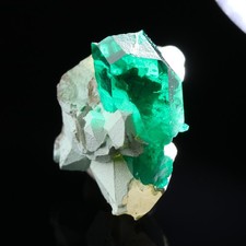 Gem Dioptase on Quartz Thumbnail, Kaokoveld Region, Namibia