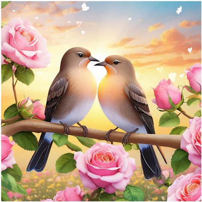 Tile Mural Romantic Bird Pair Kitchen Bathroom Wall Backsplash Marble Ceramic