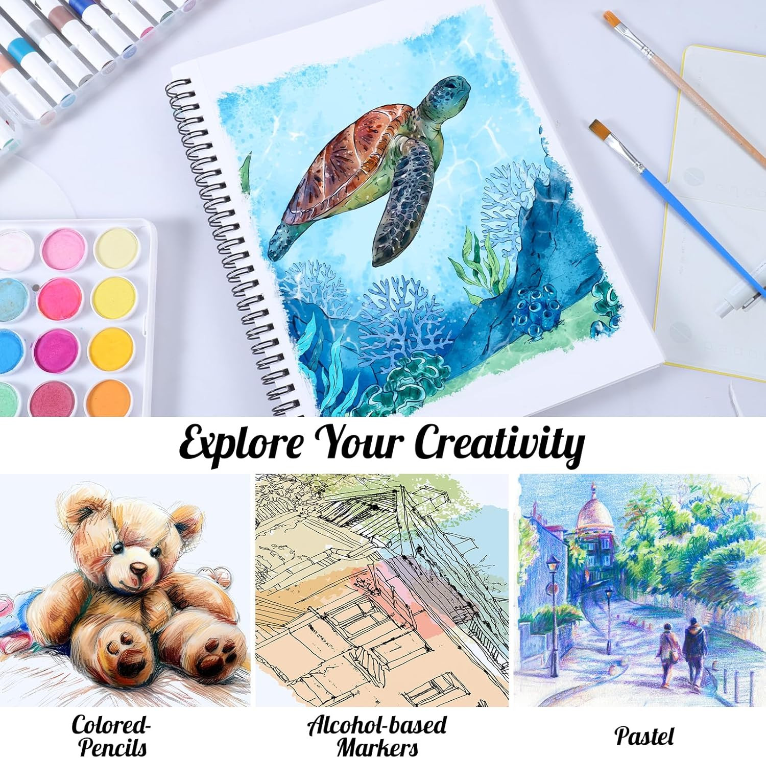 135Lb/200Gsm Marker Paper Pad, 7.6×10In Double Sided Bleedproof Marker Sketchboo