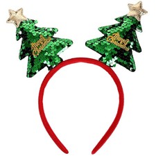 Christmas Tree Headbands for Women Glitter Sequins Christmas Tree Headband fo...