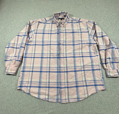 Roper Shirt Mens Extra Large Pink Plaid Starched Western Cowboy Long Sleeve