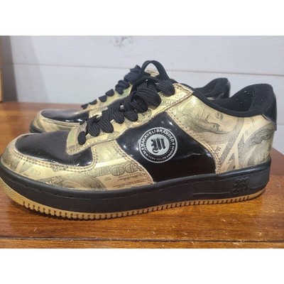 90s Tupac Shakur Makaveli Branded Sneakers Gold Money Hundred