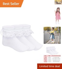 Fashionable 3-Pair Ruffled Ankle Socks for Girls - Perfect for Events More