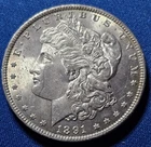 A 1891 P Morgan Silver Dollar $1 Brilliant Uncirculated MS