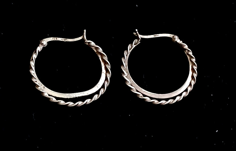 Sterling Silver Double Loop Pierced Earrings - image 2