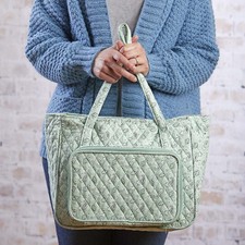 Herrschners Quilted Large Needlework Bag-Petite Paisley Mint