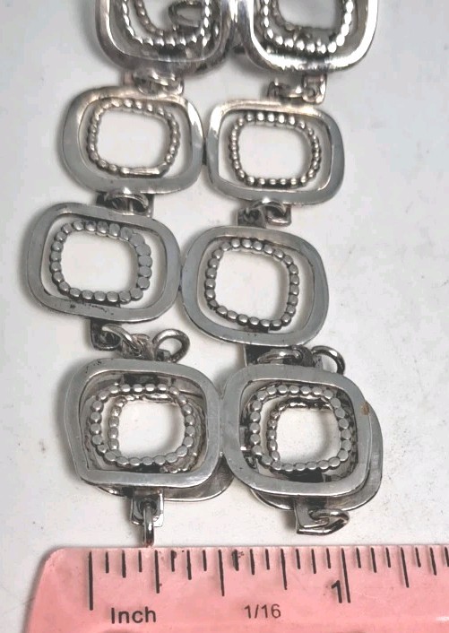 7.6" Double Rectangles Sterling Silver Bracelet - image 5