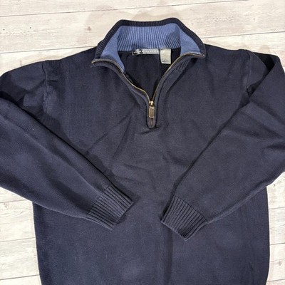 Oscar de la Renta Mens Quarter Zip Sweater Pullover Collared Knitwear Top L