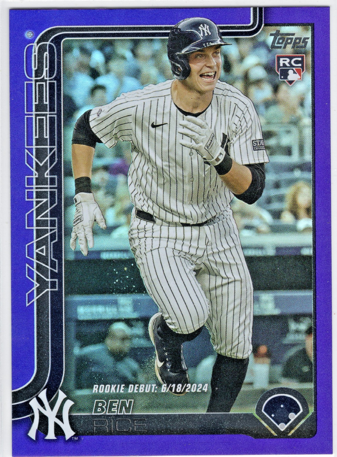 2025 Topps Update Purple Rainbow Foil Debut RC #US25 Ben Rice Yankees 166/250