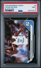 PSA 9 Caleb Wilson 2025 Bowman University Now #8 Black Foil #6/20 Rookie Card