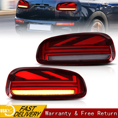 Pair Red Tail Lights w/Animation For 2015-2023 Mini Cooper Clubman F54 Rear Lamp