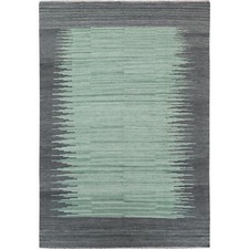 6'1" x 9'1" Light Green Flat Weave Kilim Hand Woven Wool Reversible Rug R60026