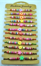 WB21 Cute style Multi Color bead fashion jewelry adjustable bracelets 12pcs