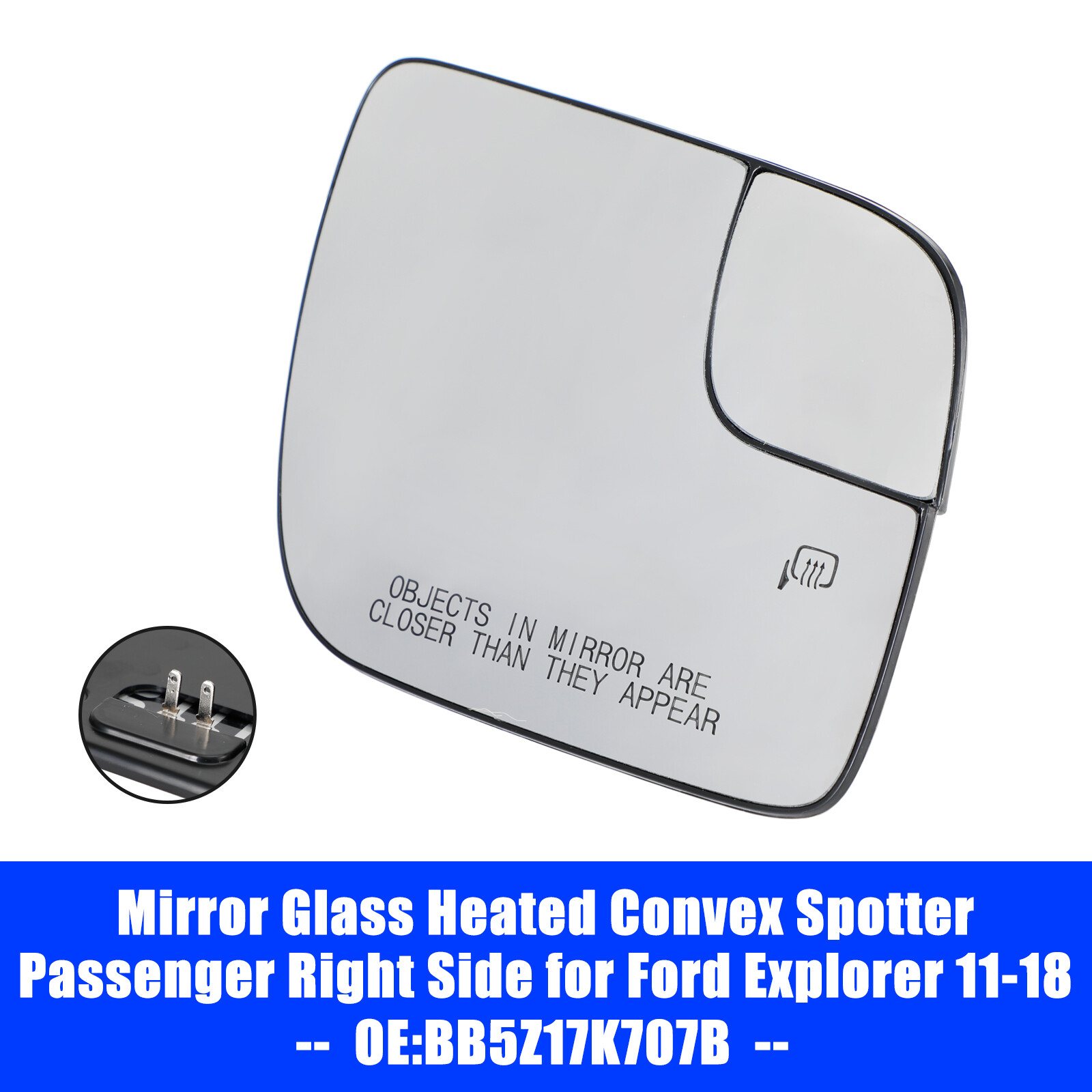 Heated Convex Mirror Glass for 2011-2018 Ford Explorer Right Side Spotter U1 U4