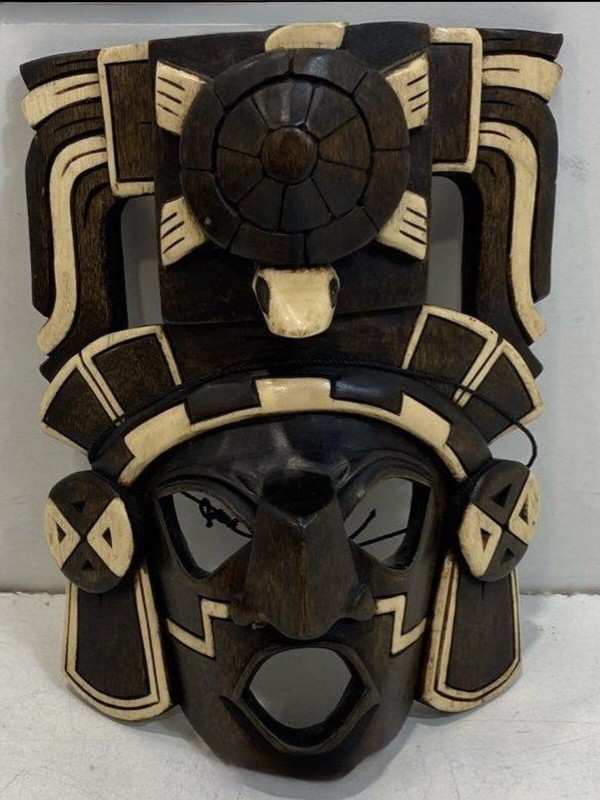 Vintage Half Skull Guatemalan Handcrafted Mayan Mask