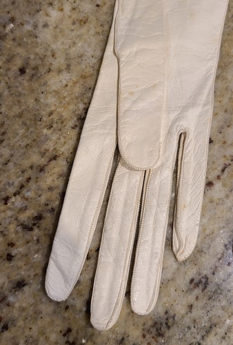 Vintage Antique? Size XS 6 Ivory 26" Long Formal Opera Gloves France Buttons - Picture 8 of 21