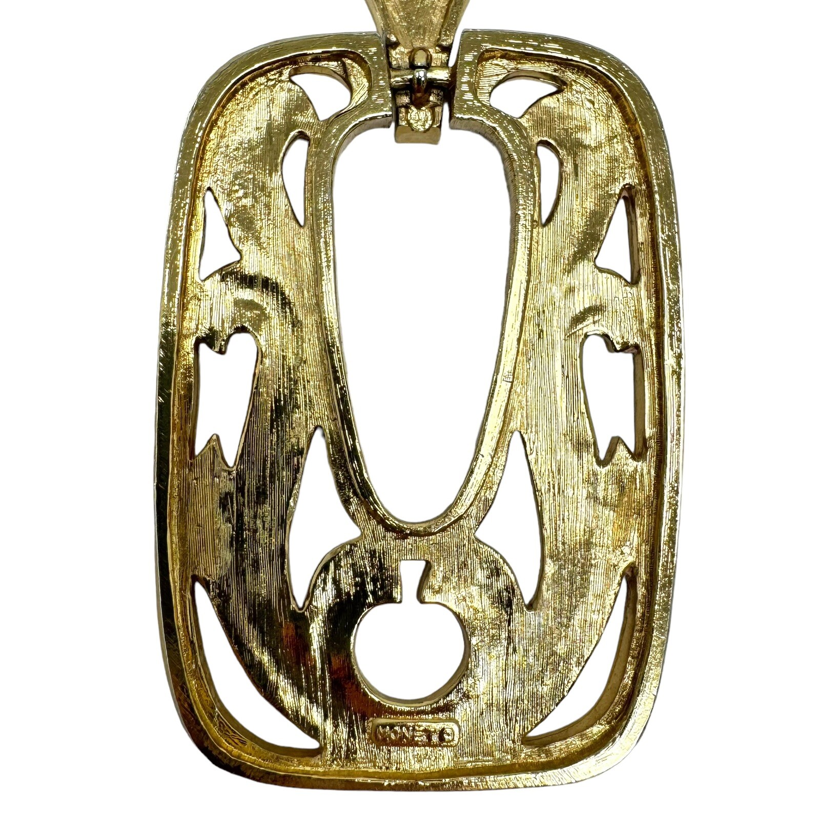 Vtg MONET Gold Tone Large Rectangular Pendant Sna… - image 8