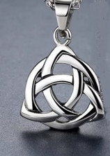 CELTIC IRISH KNOT SIGN Pendant on 26" 925 Plated Sterling Silver Chain Women Men