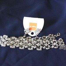 Wedding Bridal evening STRETCH Rhinestone Victorian necklace collar choker set