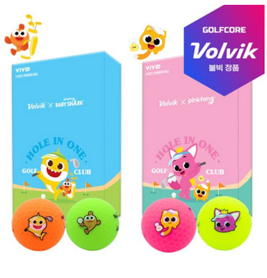 Baby Shark Pinkfong Volvik Vivid Golfbälle 4 Farben 12 Ball Set