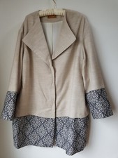 Per Una Long Lined Blazer Viscose Wool Flax Over Dress Jacket Coat Size 20