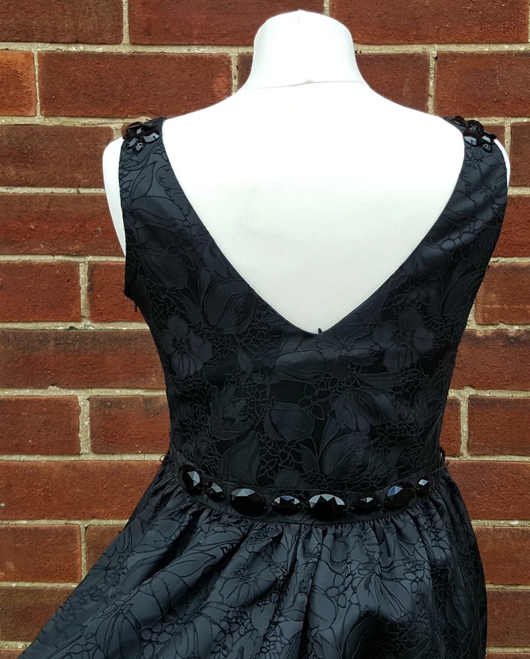 Debenhams Ben de Lisi Mujer Negro Graduación Vestido Fiesta Noche Gem Detalle UK - Imagen 4 de 4