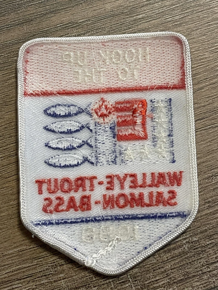 Vintage Hook Up To The Lake Erie 1988 Patch Walleye Trout Salmon Bass - Image 2 of 4
