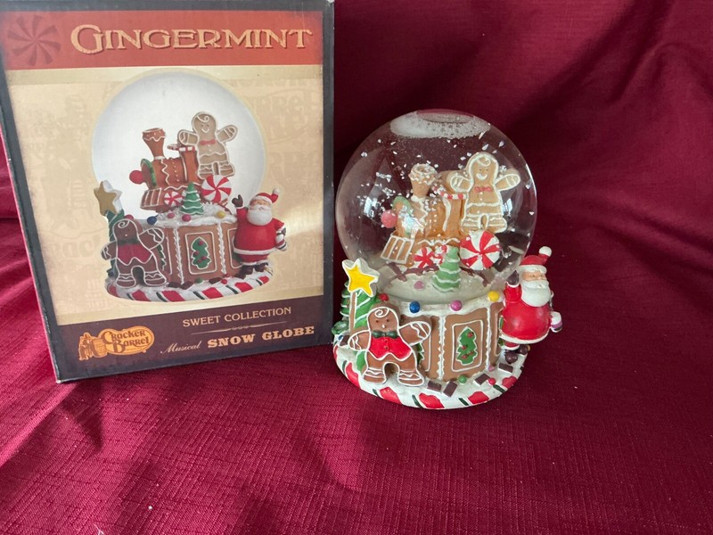 Christmas GINGERMINT Musical SWEET COLLECTION Santa Snow Globe by Cracker Barrel