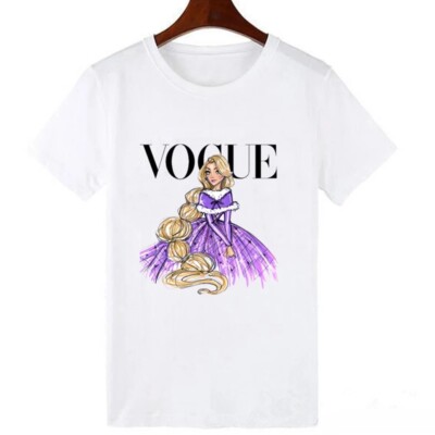 T-shirt Donna Manica Corta Cotone S M L Xl Xxl Vogue Disney Principesse |  eBay