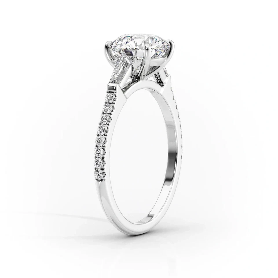 Anillo de diamantes cultivados creado en laboratorio IGI GIA 950 platino corte esmeralda 1,45 quilates talla 5 7 Foto 3 de 4