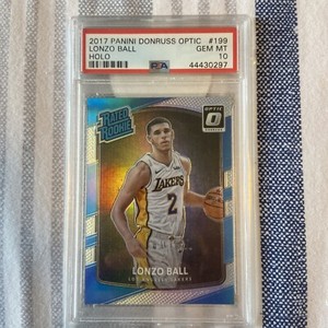Lonzo Ball PSA 10 GEM MINT 2017-18 Panini Optic Holo Silver Prizm RC #199