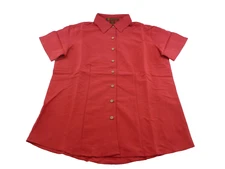 NEW Women's Harriton Full Button S/S Camp Shirt- L (M560W)Textured Parrot Red