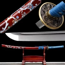 Dragon Sword Japanese Samurai Katana Battle Ready Sharp Spring Steel Red Saya
