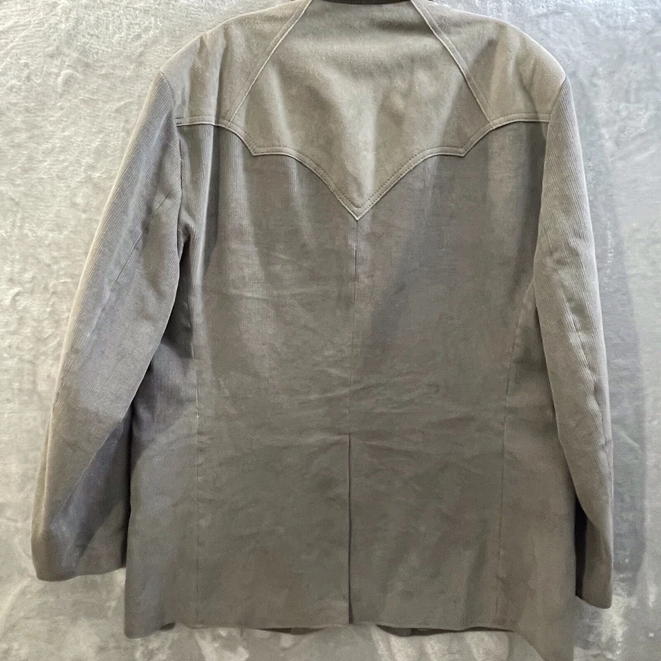 Pioneer Wear Blazer Western Suede Leather Yoke Corduroy Lined Coat 50 45x34 USA - Image 4 of 4