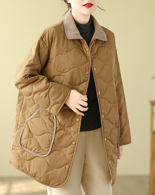 Cozy Winter Lapel Long Sleeve Loose Coffee Coat