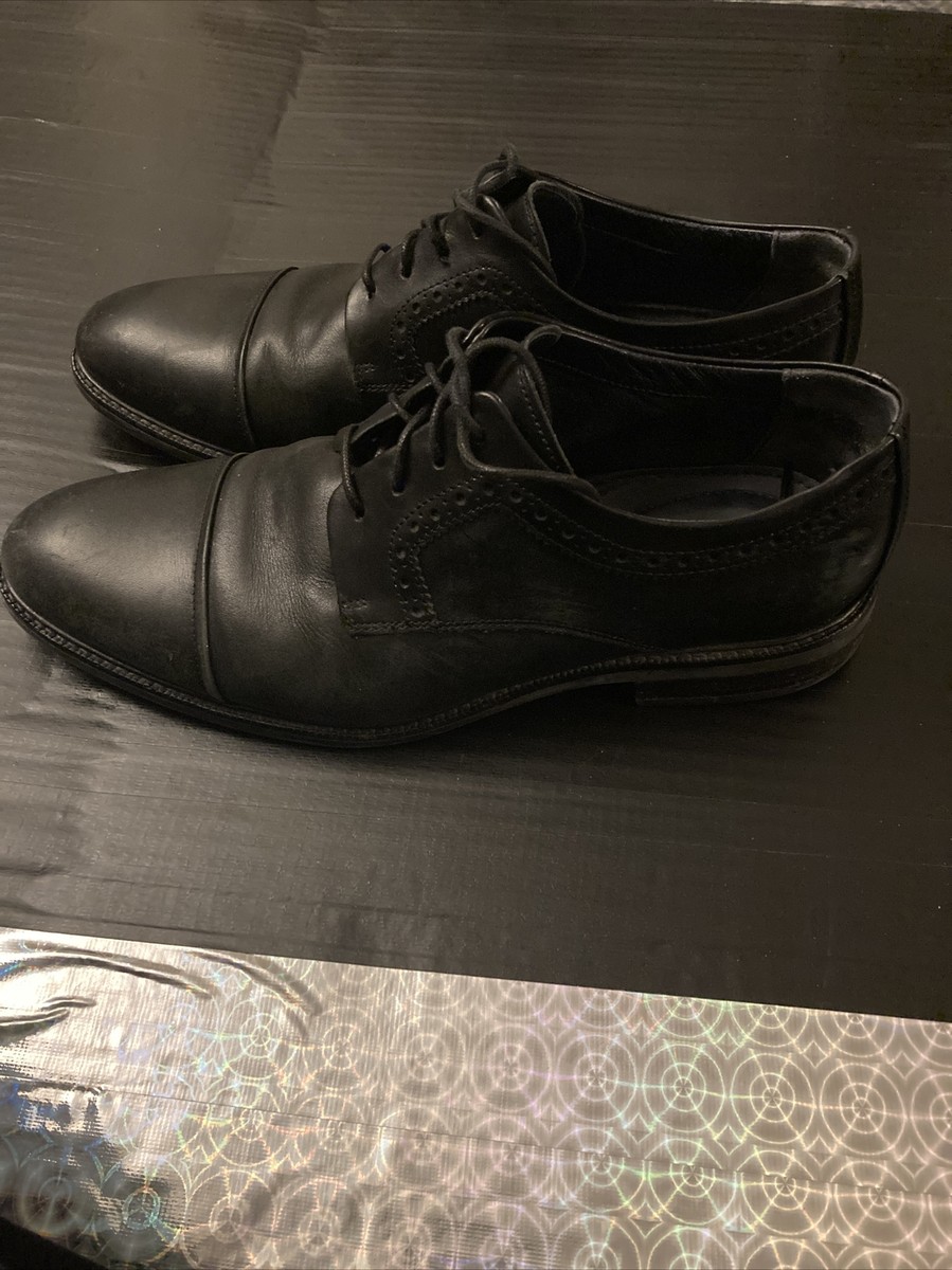 Cole Haan Grand OS Black Leather Cap Toe Lace Up Oxfords 