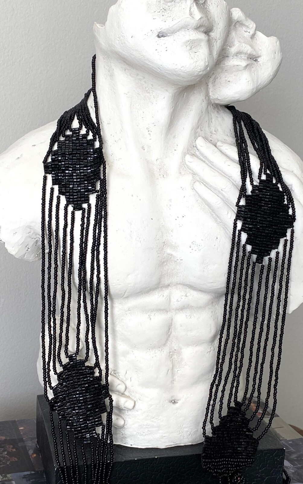 Black Beaded Flapper Belt Handmade by Artisans-image