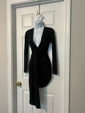 FASHION NOVA BLACK STRETCH RUCHED SIDE EVENING/OCCASION MINI DRESS SZ XS